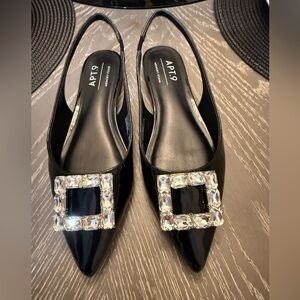 Apt. 9 Black Flats with Sparkling Buckle